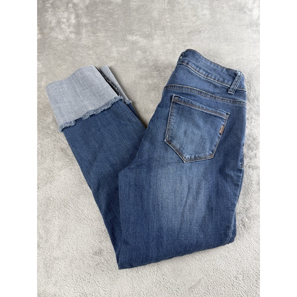 1822 Denim Taylor Jean Womens Size 8 Blue Mid Rise Skinny Cuffed Raw Hem Stretch